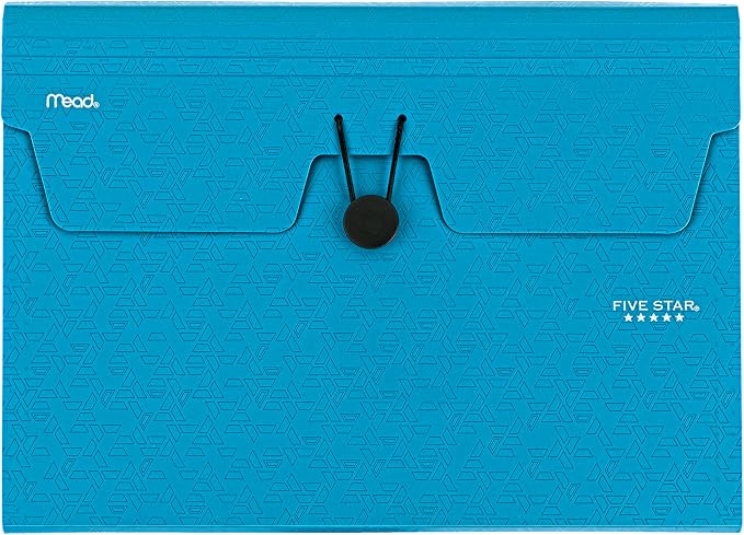 Five Star Expanding File Organizer, 6-Pocket Accordian File Organizer, Bungee Closure, Holds 8-1/2" x 11" Paper, Tidewater Blue (350100C-ECM)