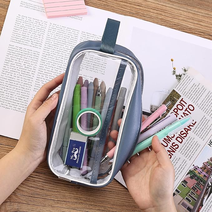 Mr. Pen- Clear Pencil Pouch, Large Capacity Makeup Pouch | Clear Pen Pencil Case, Cosmetics Bag, Multi-Purpose for Travel, School, Teen Girls, Transparent Stationary Bag