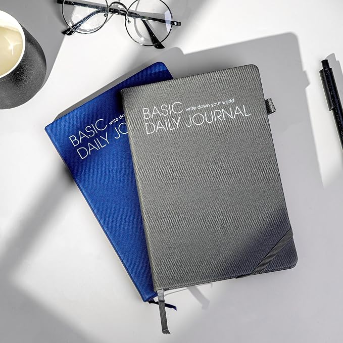 CAGIE Lined Journal Notebook for Work 256 Pages Hardcover Journals for Writing with Pen Loop A5 Daily Journaling Notebooks with Pocket, 5.7" x 8.3", Grey