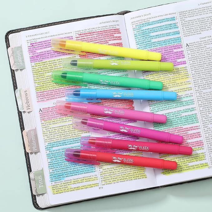 Mr. Pen- No Bleed Gel Highlighters, Vintage Colors, 8 Pack | Bible Highlighters and Pens No Bleed, Bible Markers for Study, Journaling, School Supplies and Accessories