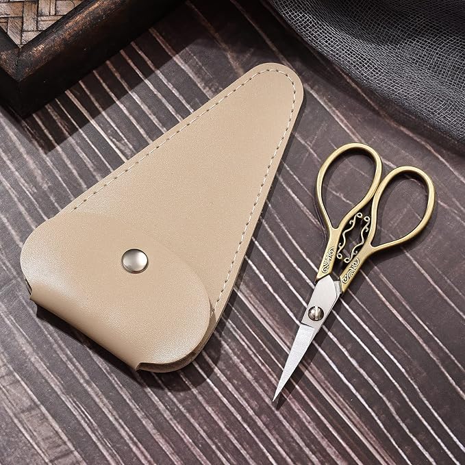 Small Sewing Scissors, Sharp Tip Precision Shears | for Embroidery, Craft, Needlework, Cross Stitch, Artwork, Paper, Detail Thread Cutting, 4.3in DIY Tool, with Cover