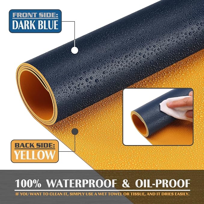K KNODEL Extra Large Desk Mat, Leather Mouse Pad (47.2"x23.6", Dark Blue) | Desk Pad, Keyboard Pad, Computer and Laptop Mat, Desktop Protector and Cover, Writing Pad and Blotter for Home Office