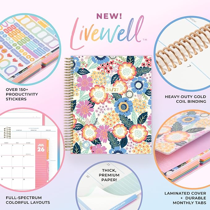 Blue Sky 2026-2027 Weekly & Monthly Academic Planner, 7"x9", Charmie | July 2026 - June 2027, Flexible Cover, Wirebound, Colorful Interior, Laminated Tabs, Storage Pocket, Academic Year, LiveWell