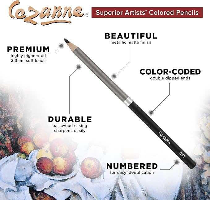 Cezanne Creative Mark Premium Colored Pencils, Black, 12 Packs (144 Count) Highly Pigmented Artist Set, Smooth Sketching Coloring Highlighting Blending, Soft 3.3Mm Wax-Based