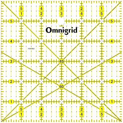 Omnigrid 6" x 6" Square Quilting and Sewing Ruler | Square Quilting Ruler by Omnigrid - Sewing and Quilting Supplies