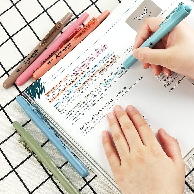 WRITECH Retractable Highlighters Assorted Colors: Chisel Tip Click Aesthetic Highlighter Marker Pens Pack Multi Colored Ink No Bleed Smear for Highlighting Journaling (24ct Mild+Vintage+Neon+Pastel)