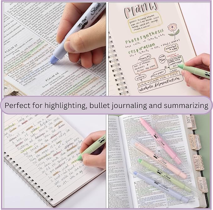Mr. Pen- No Bleed Gel Highlighters, Morandi Colors, 8 Pack | Bible Highlighters and Pens No Bleed, Bible Markers for Study, Journaling, School Supplies and Accessories