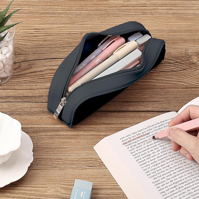 Mr. Pen- Silicone Pencil Case, Aesthetic Pencil Bag for Women, Makeup Pouch | Multifunctional Pouch for Stationery, Cosmetics and Electrical Goods Storage