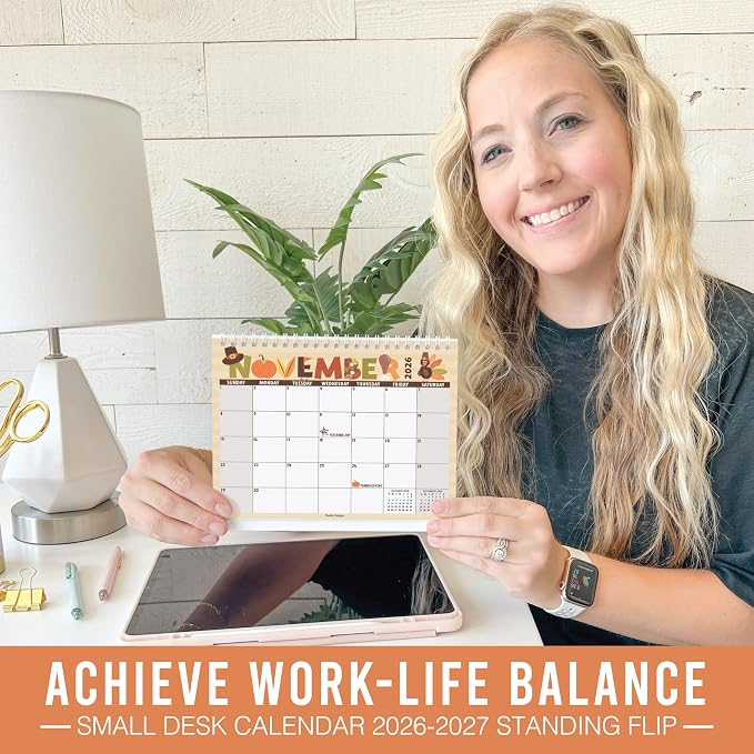 Small Desk Calendar 2026-2027 Standing Flip - 18-Month 2026 Desk Calendar Small for Home, Office & School, Standing Desks Calendars 2026-2027, Mini Desks Calendars, Back to School Teacher Gifts