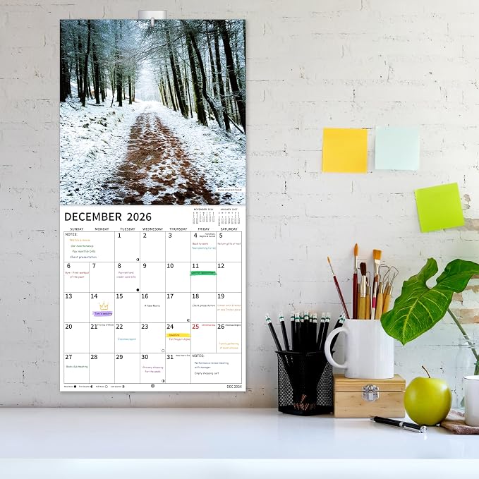 2026-2027 Wall Calendar, 2026-2027 Pathways Calendar, 18 Months from Jul 2026 - Dec 2027, 12" x 24" Open, Thick Paper, Hanging Holes, Large Blocks, Holidays, Gifts for Planning Organizing