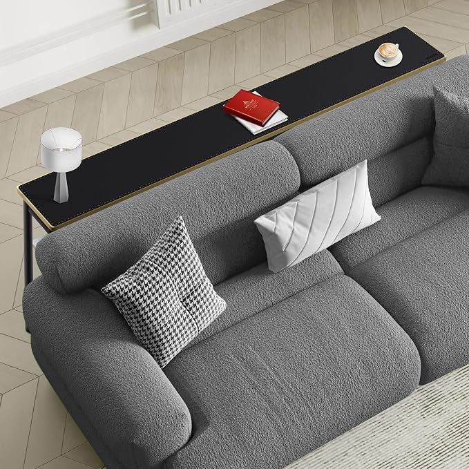 MAIDERN 70.9” x 7.9” Narrow Table Cover, Reversible Leather & Cork Console Table Mat, Long Slim Table Protector for Sofa Table, Entryway, Sideboard, Hallway, or Buffet Table (Black)