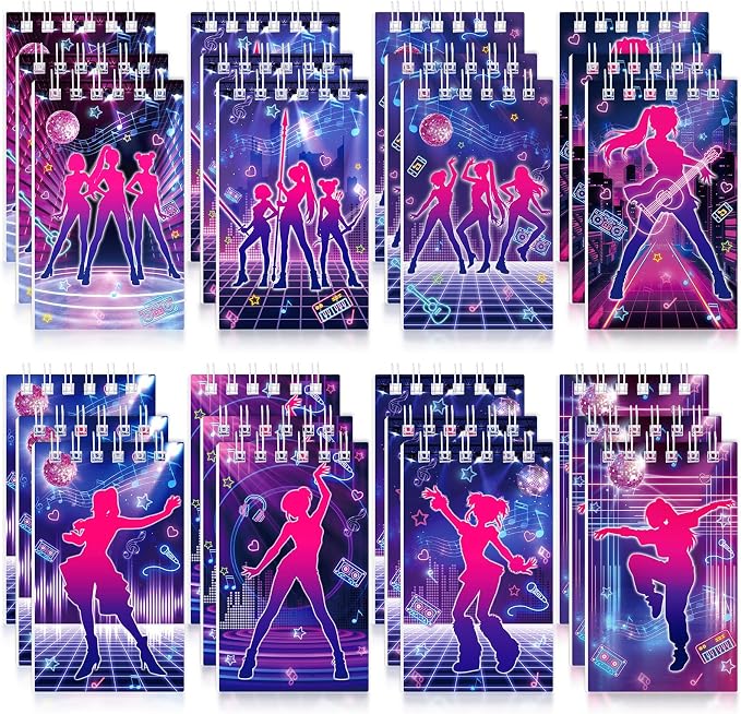 Faccito 24 Pcs Kpop Theme Mini Notebooks Kpop Music Party Favors Small Notepads for Music Dance Themed Birthday Party Decorations Classroom Rewards Gift, 2.4 x 3.9 Inch