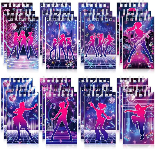 Faccito 24 Pcs Kpop Theme Mini Notebooks Kpop Music Party Favors Small Notepads for Music Dance Themed Birthday Party Decorations Classroom Rewards Gift, 2.4 x 3.9 Inch
