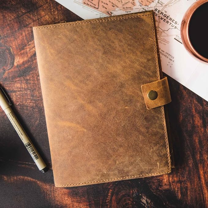 Modest Goods Refillable Leather Journal | Premium Lined A5 Notebook Cover | 200 Ruled Writing Pages | Card Holder Slot | Leather Bound Journals for Men & Women, Best Gift Travel Diary, Cool Planner