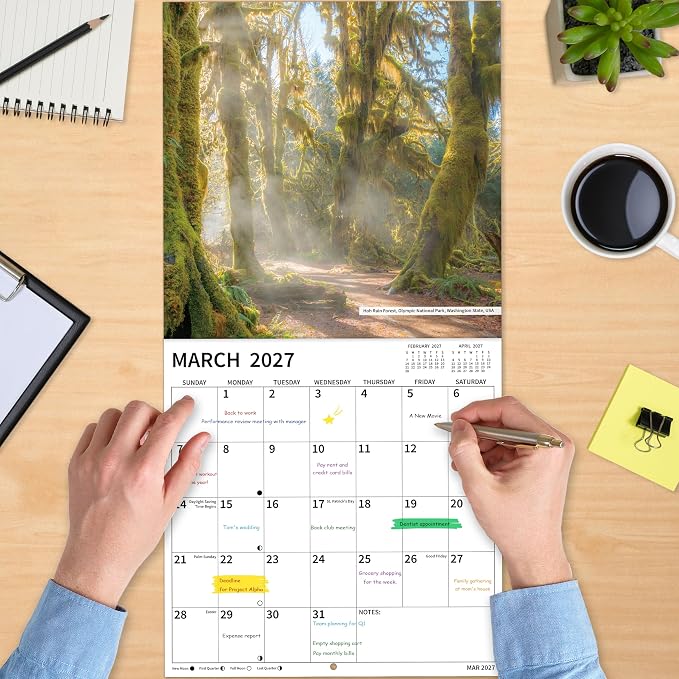 2026-2027 Wall Calendar, 2026-2027 Pathways Calendar, 18 Months from Jul 2026 - Dec 2027, 12" x 24" Open, Thick Paper, Hanging Holes, Large Blocks, Holidays, Gifts for Planning Organizing