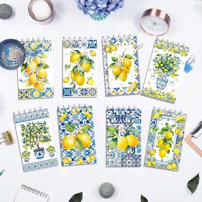 Lemon Coil Notepad 24 Pcs, 2.36 x 3.94 Inch Cute Mini Notebooks 16 Sheets 32 Pages, Citrus Memo Pads Bulk with Lemon Design for Daily Planning, Shopping Lists, Office School Supplies, Party Favors