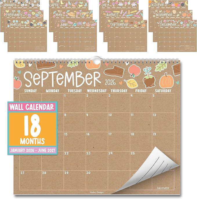 2026 Calendar Wall - 2026 Wall Calendar Large, 18-Month Hanging Calendars for School, Home & Office, Academic Monthly Calendar from January 2026 to June 2027, Back to School Teacher Gifts