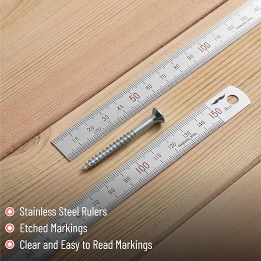 Mr. Pen- Machinist Ruler, 2 Pack, 150mm, Stainless Steel Imperial | Precision Measuring Tool, 0.5mm Graduation for Engineering, Carpentry, Drafting, Office, School