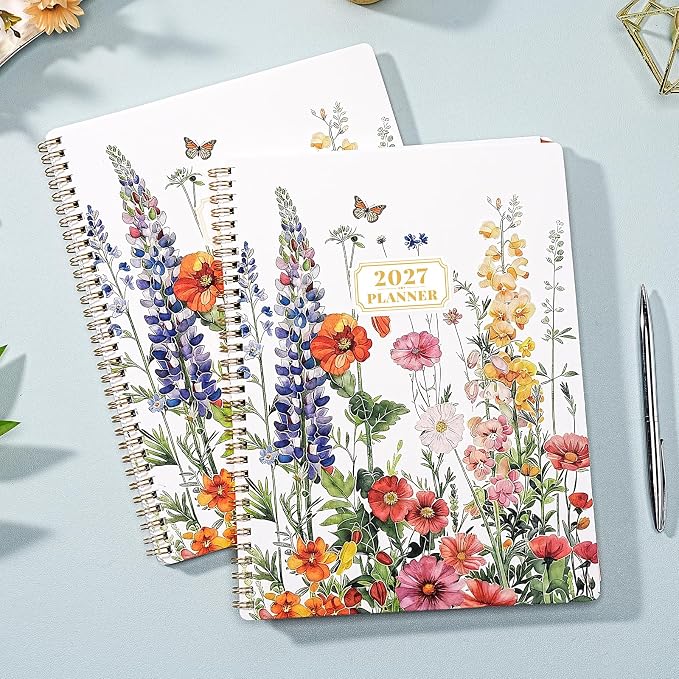 2027 Planner- 2027 Planner Weekly and Monthly, Jan.2027 - Dec.2027, 9"×11", Weekly & Monthly Planner 2027, 2027 Calendar Planner with Colorful Tabs + Twin-Wire Binding + Back Pocket + Premium Thick Paper