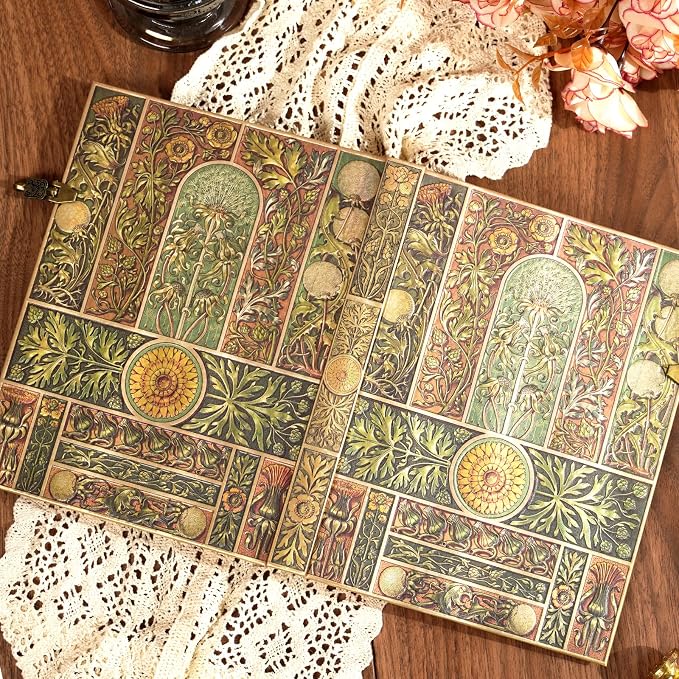 Vintage 3D Verdant Voice Hardcover Lined Journal - 192 Pages (96 Sheets) with Envelope Pocket- Memory Keeping Travel Diary & Commemorative Notebook for Milestone Moments