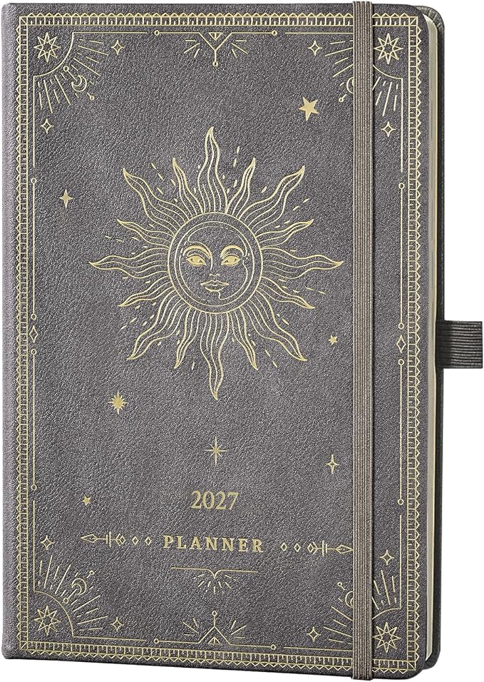 2027 Planner - 2027 Weekly Monthly Planner, January 2027 - December 2027, 5.75" x 8.25", Faux Leather Planner 2027 with Back Pocket & 40 Notes Pages - Mystic Grey