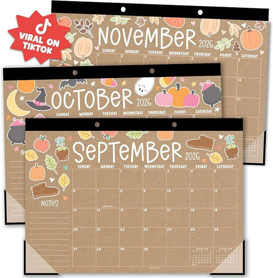 Hadley Designs Large Teacher Desk Calendar 2026-2027 - Desktop Calendar 2026, 18-Month Academic Desk Calendars for School, Home & Office, Cute Classroom Must Haves, Back to School Teacher Gifts