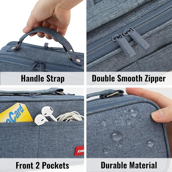 JOINPRO Large Capacity Pencil Case, 4 Compartment Pen Pouch Organizer with Double Zipper, Storage Bag for School, Office, Teen Girl Boy Men Women