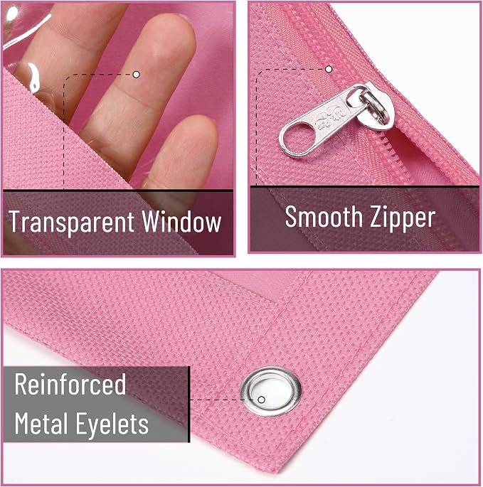 Mr. Pen- Pencil Pouch for 3 Ring Binder, 2 Pack, 10"x6.75", Smooth Zipper | Clear Window, Large Capacity Pencil Case with 3 Reinforced Grommets for School, Office, Supplies Storage | Clear Window, Large Capacity Pencil Case with 3 Reinforced Grommets f...