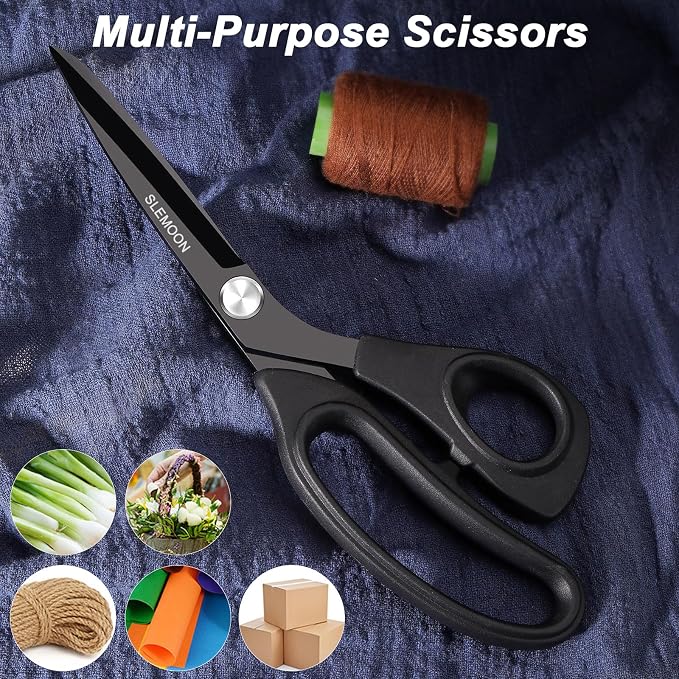 8.5" Scissors All Purpose, Heavy Duty Office Scissor | Sharp Blades and Comfort Grip Handle,Suit for Fabric Cutting, Paper Craft & Sewing Projects, Black