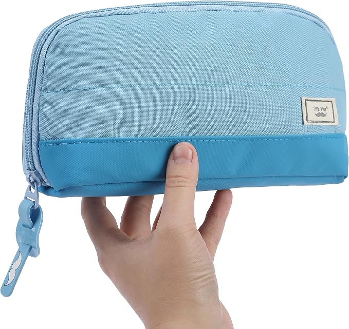 Mr. Pen- Wide-Opening Pencil Case, Triangle Design | Compact & Spacious Pencil Cases with 5 Mesh Pockets, Bag Pouch, Box Organizer for Students, School Supplies, Aesthetic Supply
