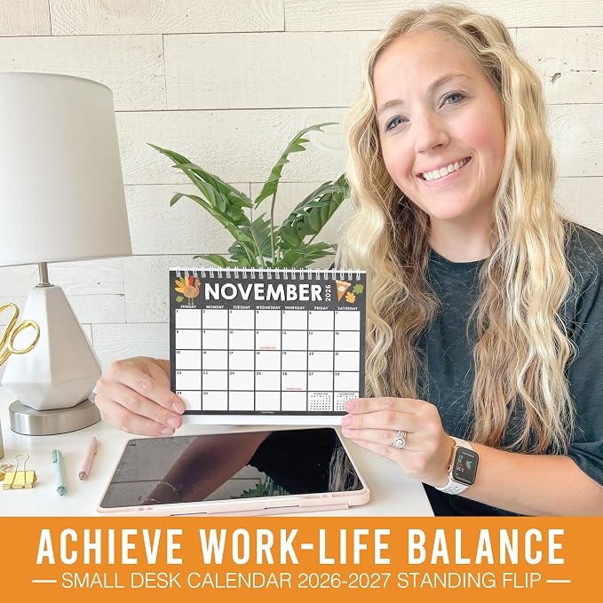 Small Desk Calendar 2026-2027 Standing Flip - 18-Month 2026 Desk Calendar Small for Home, Office & School, Standing Desks Calendars 2026-2027, Mini Desks Calendars, Back to School Teacher Gifts