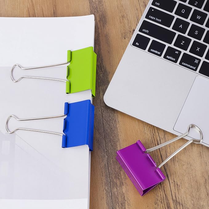 Mr. Pen- Metal Binder Clips, 12 pcs, 2 Inches, Extra Large Size | Colored Binder Paper Clips, Paper Clamps for Office Supplies, Home, School, Business, Document Organizing