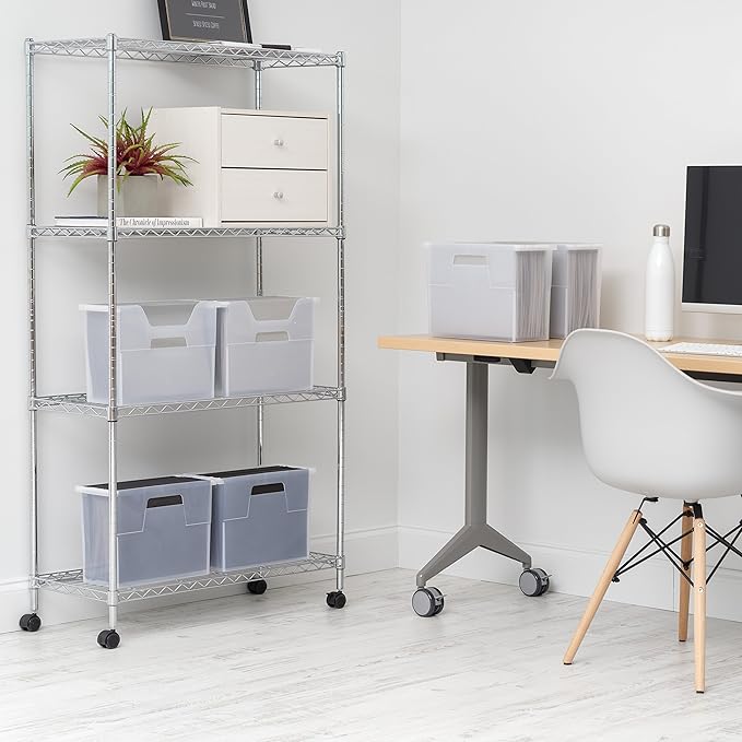 IRIS USA 6-Pack Medium Desktop File Box with Open Lid, Clear | Organize paperwork, mail, magazines, and office supplies with portable storage for desks, classrooms, and home workspaces