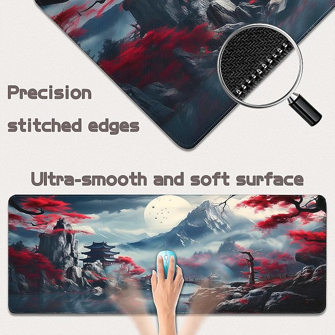 Gaming Mouse Pad - (31.5"×11.8") Japanese Anime Large Mouse Pads for Desk - Desk Mat for Keyboard and Mouse with Non-Slip Base, Desks Pad Matfor Game/Office & Home