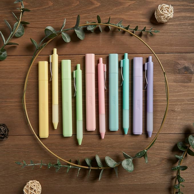BLIEVE - Aesthetic Highlighters and Gel Pens With Soft Ink and Chisel Tip, Bible Highlighters and Pens No Bleed, Dry Fast Easy to Hold, for Bible Journaling Planner School Supplies (CANDY)