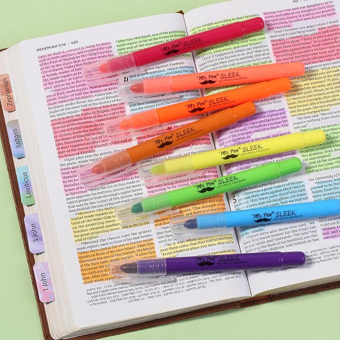 Mr. Pen- No Bleed Gel Highlighters, Vibrant Colors, 8 Pack | Bible Highlighters and Pens No Bleed, Bible Markers for Study, Journaling, School Supplies and Accessories