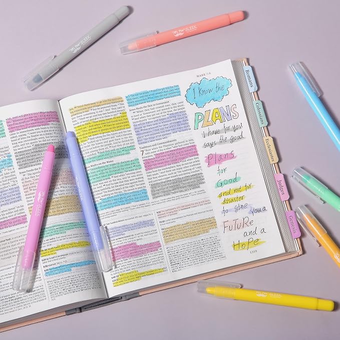 Mr. Pen- No Bleed Gel Highlighters, Friendly Colors, 8 Pack | Bible Highlighters and Pens No Bleed, Bible Markers for Study, Journaling, School Supplies and Accessories