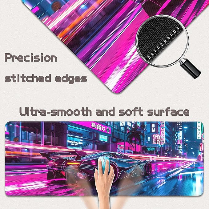 Gaming Mouse Pad - (31.5"×11.8") Sports Car Large Mouse Pads for Desk - Desk Mat for Keyboard and Mouse with Non-Slip Base, Desks Pad Matfor Game/Office & Home