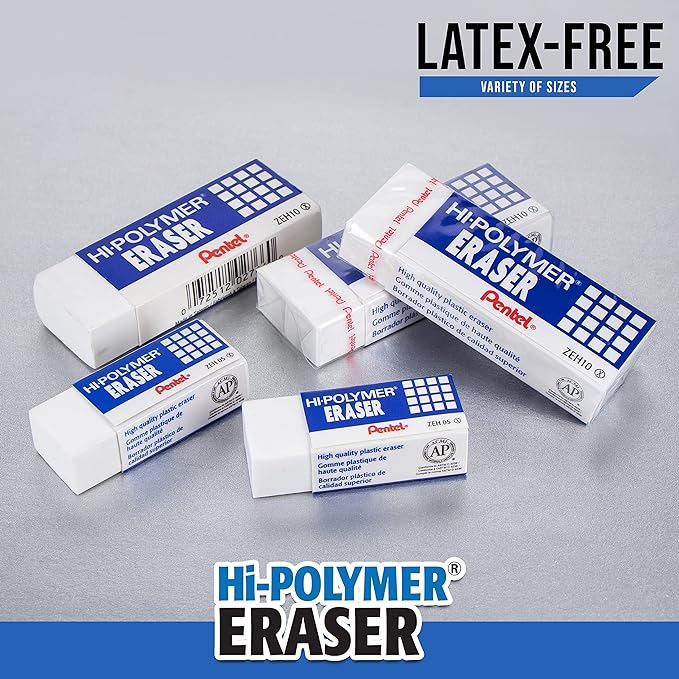 Pentel Hi-Polymer Block Eraser, Small, Box of 48 (ZEH-05)