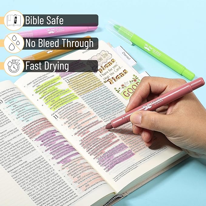 Mr. Pen- No Bleed Gel Highlighters, Assorted Colors, 8 Pack | Bible Highlighters and Pens No Bleed, Bible Markers for Study, Journaling, School Supplies and Accessories