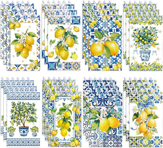 Lemon Coil Notepad 24 Pcs, 2.36 x 3.94 Inch Cute Mini Notebooks 16 Sheets 32 Pages, Citrus Memo Pads Bulk with Lemon Design for Daily Planning, Shopping Lists, Office School Supplies, Party Favors