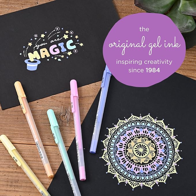 SAKURA Gelly Roll Moonlight 10 Pastel & Opaque Gel Pens - Bold Point Ink Pen for Journaling, Art, Calligraphy, or Drawing - Assorted Pastel Ink - Bold Line - 10 Pack