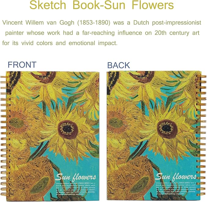 A4 Spiral-Bound Sketchbook，SuyuanArt Sketch Paper Pad, 120 Pages (60sheets) of Premium 160 GSM Smooth Thick Paper, Mixed Media Sketch Book Drawing and Sketching for Kids Adults