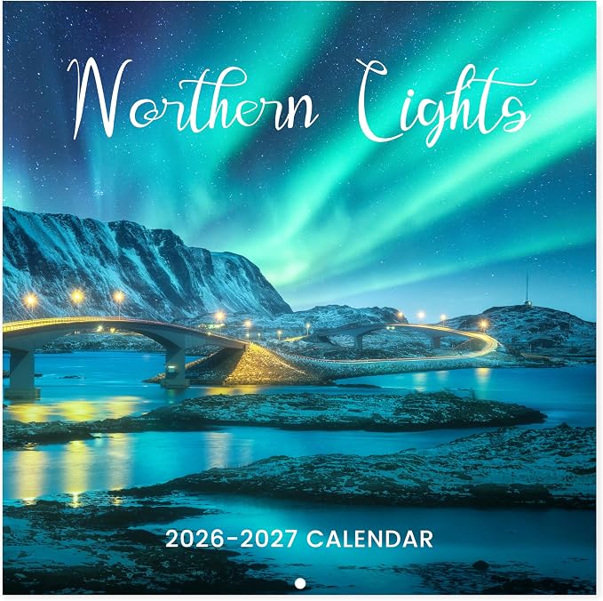 2026-2027 Calendar - 18-Month Wall Calendar 2026-2027 from Jul. 2026 - Dec. 2027, Wall Calendar 12" x 24"(open), Calendars with Unruled Blocks, Holidays, Thick Paper for Organizing & Planning - Northern Lights