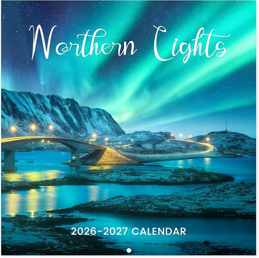 2026-2027 Calendar - 18-Month Wall Calendar 2026-2027 from Jul. 2026 - Dec. 2027, Wall Calendar 12" x 24"(open), Calendars with Unruled Blocks, Holidays, Thick Paper for Organizing & Planning - Northern Lights