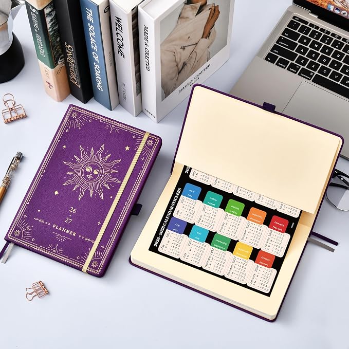 Planner 2026-2027 - Academic Planner 2026-2027, July 2026 - June 2027, 5.75" x 8.25", 2026-27 Weekly and Monthly Planner, Faux Leather planner 26-27 with Back Pocket & 40 Notes Pages - Purple