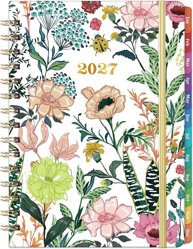 2027 Planner – Weekly ＆ Monthly Planner 2027, Jan. 2027 – Dec. 2027, 6.4" x 8.5" with Tabs, Flexible Hardcover, Thick Paper, Strong Twin-Wire Binding, Back Pocket, Inspirational Quotes ＆ Notes
