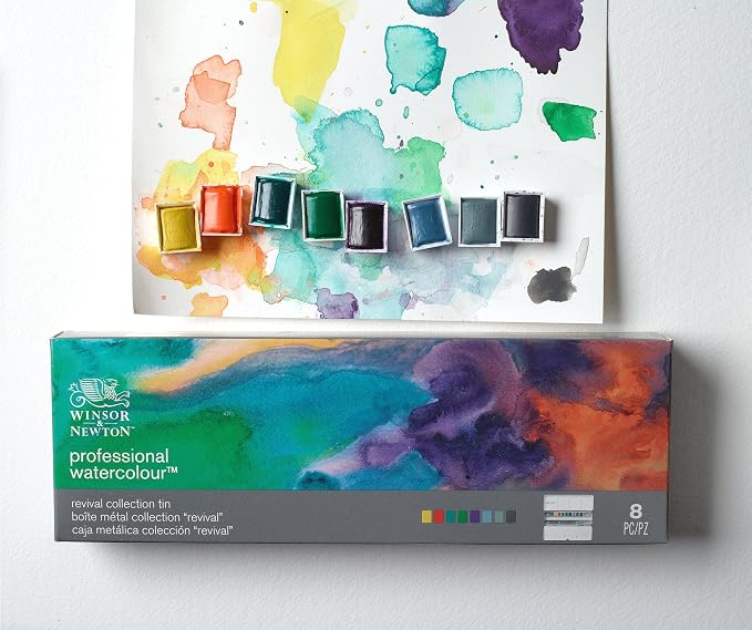 Winsor & Newton Professional Watercolour, Revival Collection Tin, Half-Pan Set of 8