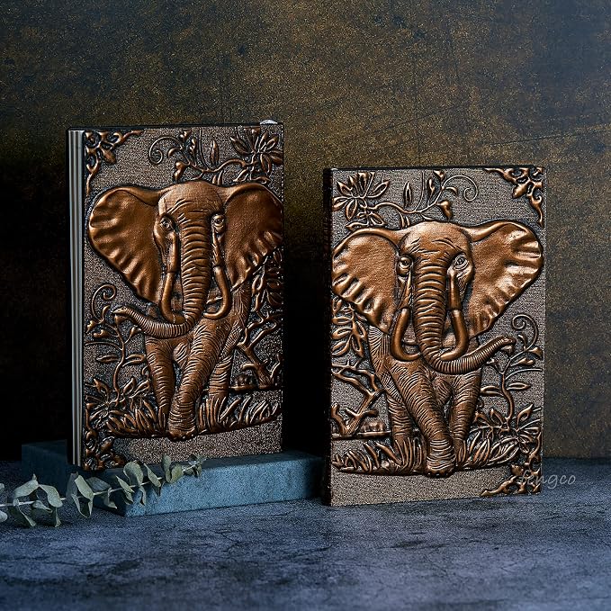 Elephant Journal,Leather Writing Journal Notebook ,A5 Lined Journal,200Pages,Personal Diary-Antique Handmade Embossed Daily Notepad Sketchbook,Travel Diary&Notebooks to Write in,Gift for Men&Women