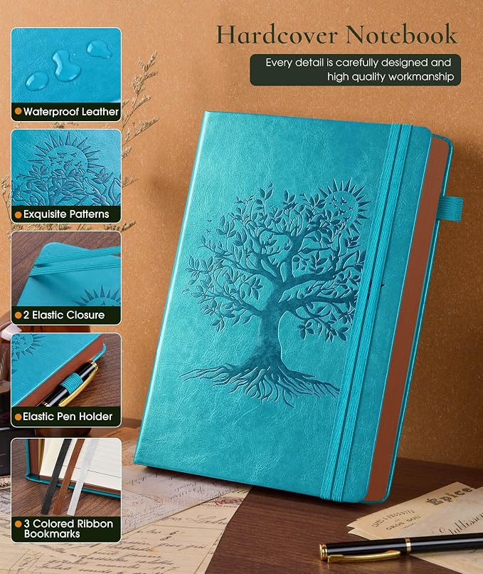 Vintage Leather Journal - 300 Page Lined Journal Notebook with Numbered Pages, A5 Notebook for Women Men,Travel Diary,Daily Journals for Writing, Note Taking, School & Work (5.8" x 8.3")